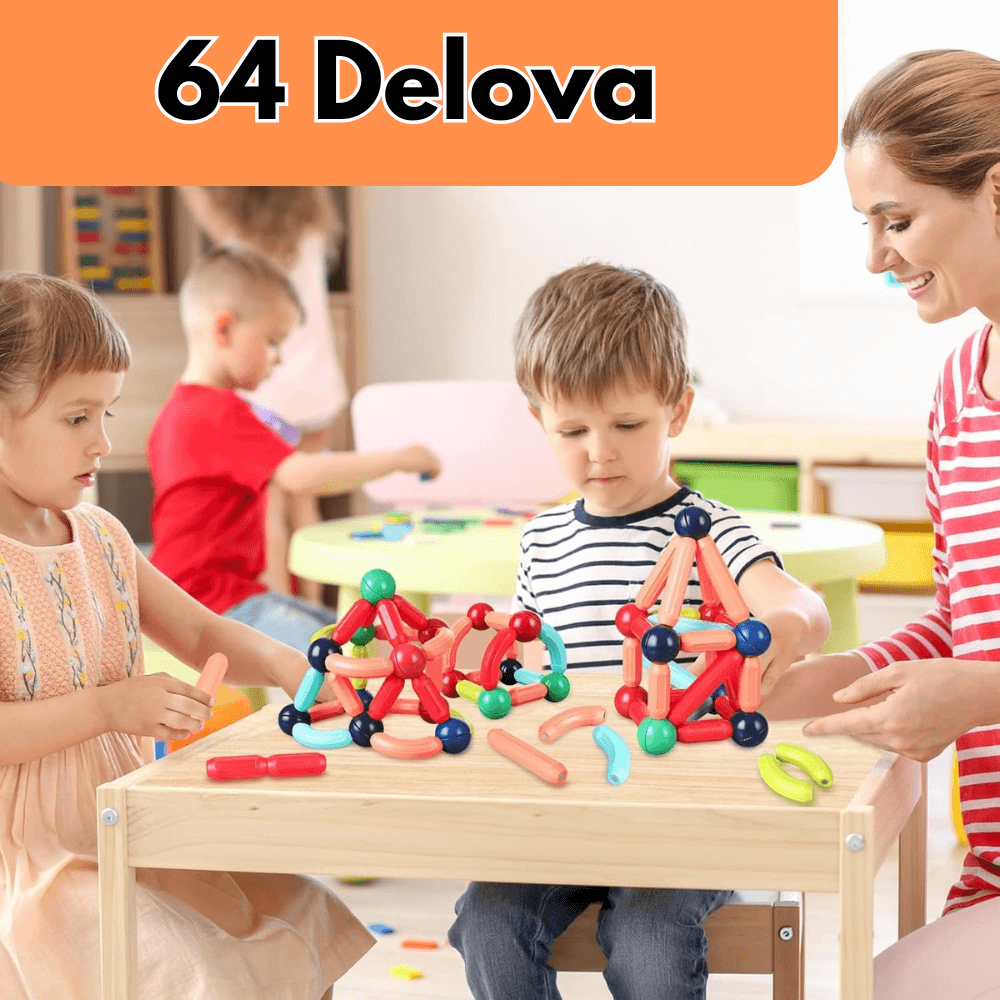 Magnetni set štapića i kugli - 64 Delova