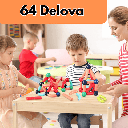 Magnetni set štapića i kugli - 64 Delova