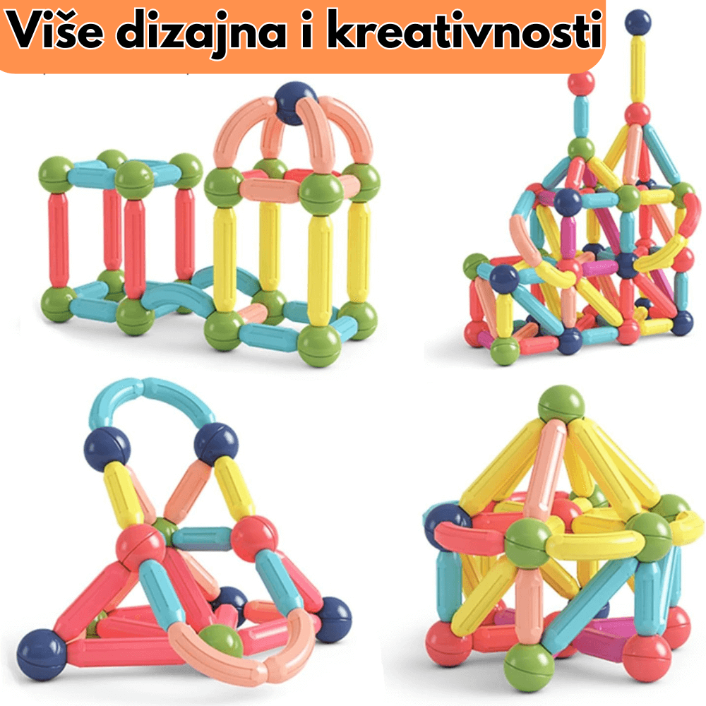 Magnetni set štapića i kugli - 64 Delova