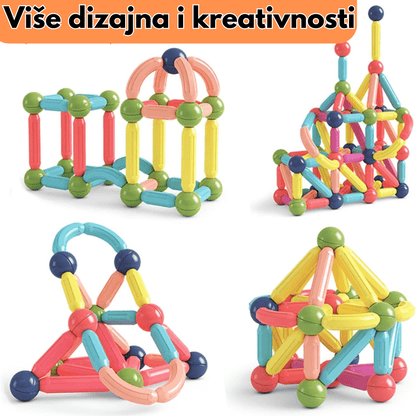 Magnetni set štapića i kugli - 64 Delova